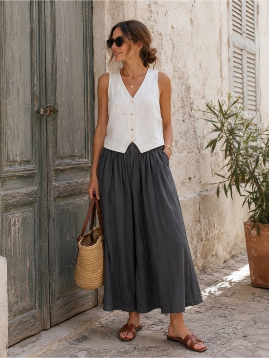 Casual Corner Pants - Vintage Casual Corner 100% Silk Wide Leg Pants | Size M | Black